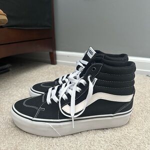 Vans Black and White High-Top Shoes